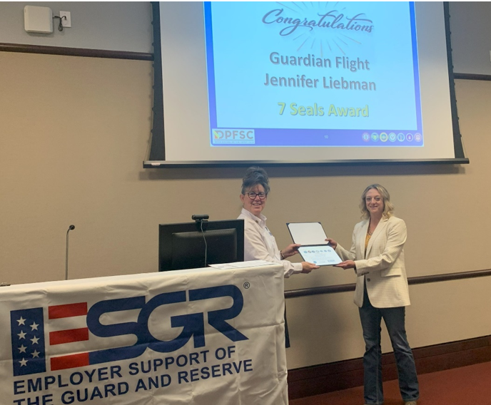 Guardian Flight Director Recognized by Texas' Employer Support for the Guard and Reserve with “Seven Seals” Award
